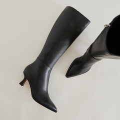 Auggie Black Leather Boots | Women Dolce Vita
