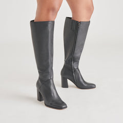 FYNN Wide Calf Boots Onyx Leather | Women Dolce Vita