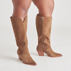 Raj Extra Wide Calf Brown Suede Boots | Women Dolce Vita