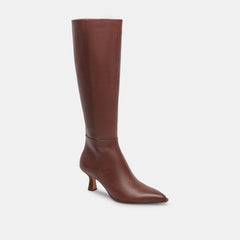 Auggie Chocolate Leather Narrow Calf Boots | Dolce Vita Women
