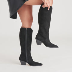 RAJ Wide Calf Boots Onyx Suede | Women Dolce Vita
