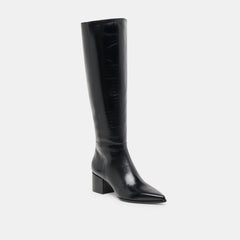 Kirson Black Leather Wide Calf Boots | Women Dolce Vita