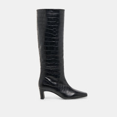 Trixi Noir Croco Embossed Leather Boots | Dolce Vita Women