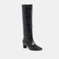 Trixi Noir Croco Embossed Leather Boots | Dolce Vita Women