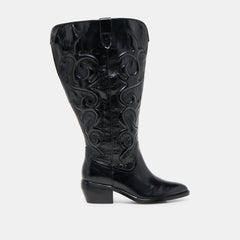 Mirla Black Leather Extra Wide Calf Boots | Dolce Vita Women