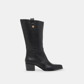 Vern Black Leather Wide Calf Boots | Women Dolce Vita