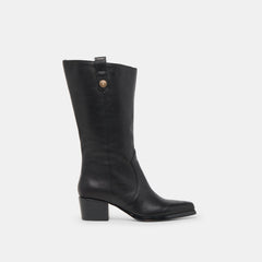 Vern Black Leather Wide Calf Boots | Women Dolce Vita