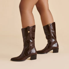 Vern Chocolate Leather Wide Calf Boots | Dolce Vita Women