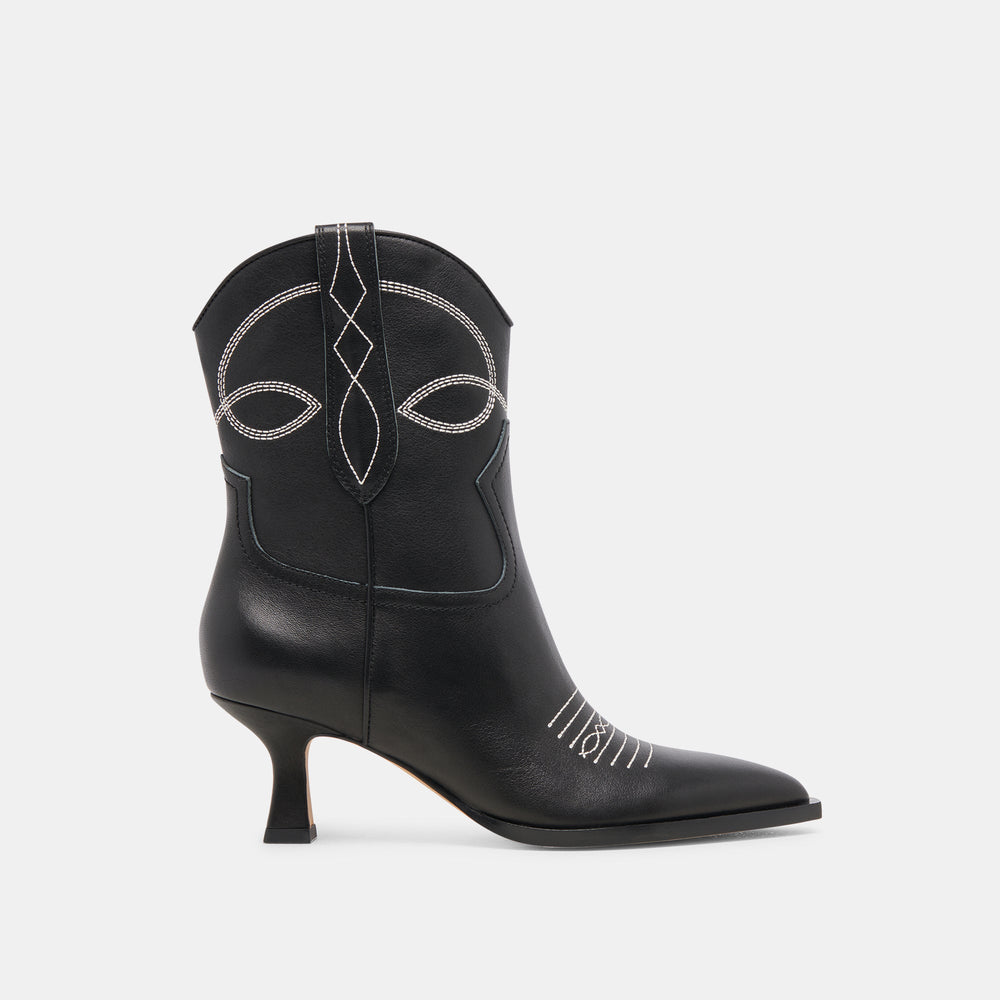 ANGEL BOOTIES BLACK WHITE LEATHER | Women Dolce Vita