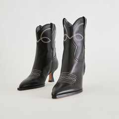 ANGEL BOOTIES BLACK WHITE LEATHER | Women Dolce Vita