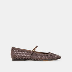 Reyes Chocolate Woven Raffia Ballet Flats | Women Dolce Vita