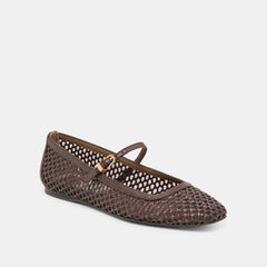 Reyes Chocolate Woven Raffia Ballet Flats | Women Dolce Vita