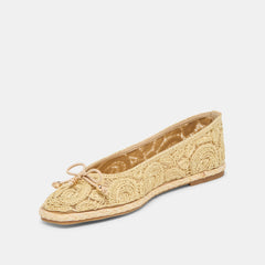 Tianna Lt Natural Raffia Lace Ballet Flats | Women Dolce Vita