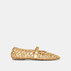 Clair Gold Woven Leather Ballet Flats | Women Dolce Vita