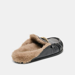 Jodero Plush Black Leather Flats | Dolce Vita Women