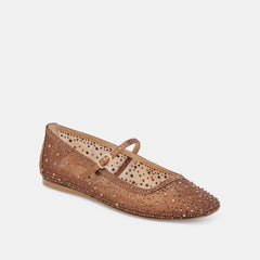 REYES CRYSTAL BALLET FLATS MID BROWN MESH | Dolce Vita Women