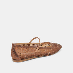 REYES CRYSTAL BALLET FLATS MID BROWN MESH | Dolce Vita Women