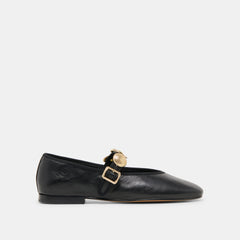 Relan Black Leather Ballet Flats | Women Dolce Vita