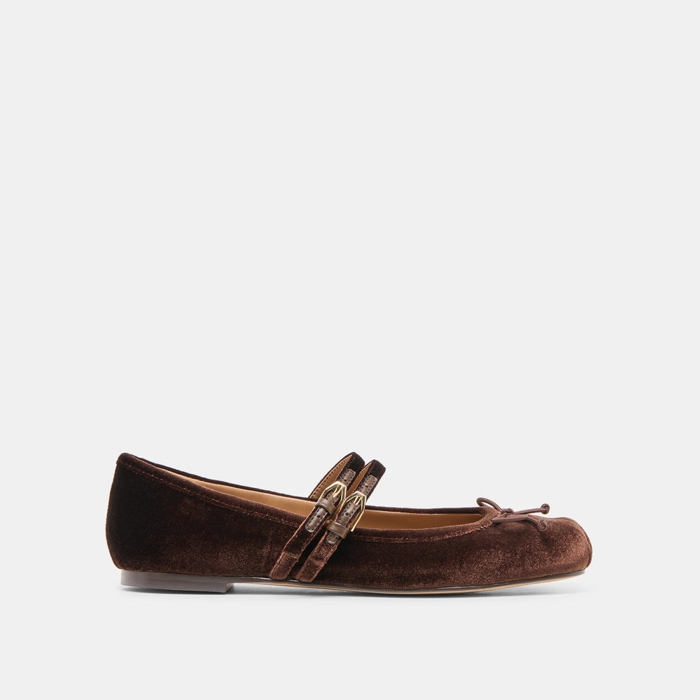Gibsen Chocolate Velvet Ballet Flats | Women Dolce Vita