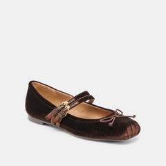 Gibsen Chocolate Velvet Ballet Flats | Women Dolce Vita