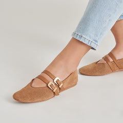 Baylee Pecan Perforated Suede Ballet Flats | Women Dolce Vita