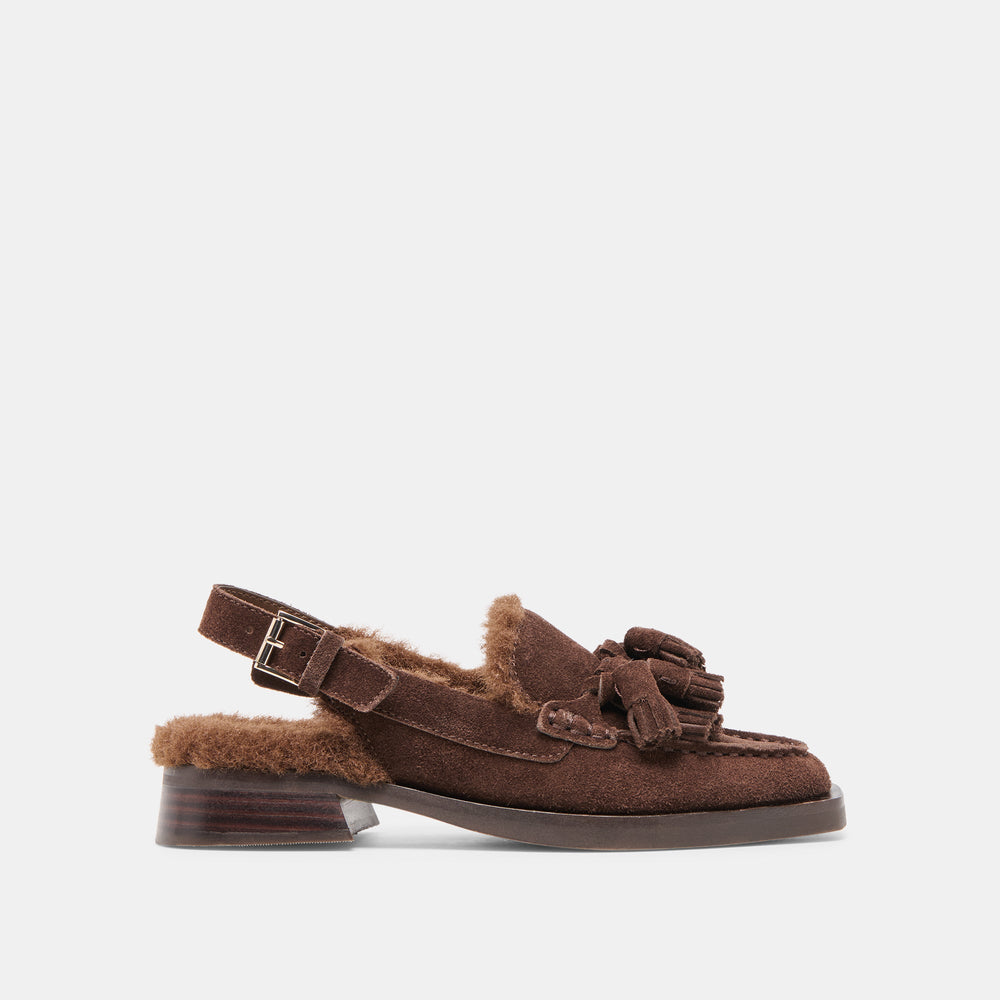 Hamlit Plush Dk Brown Suede Loafers | Dolce Vita Women