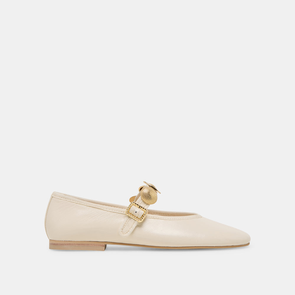 Relan Off White Leather Ballet Flats | Women Dolce Vita