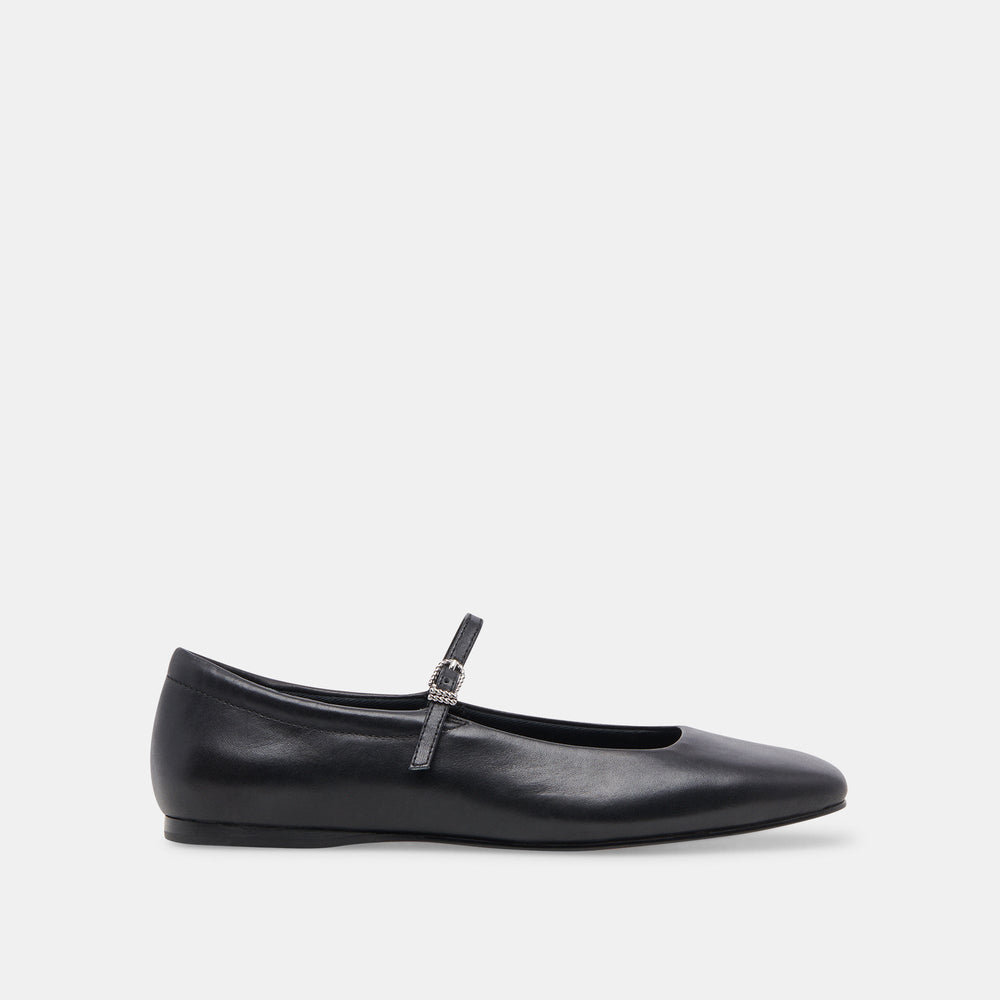 Reyes Wide Ballet Flats Black Leather | Dolce Vita Women