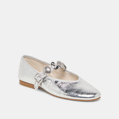 Relan Silver Distressed Leather Ballet Flats | Dolce Vita Women