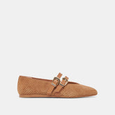 Baylee Wide Pecan Perforated Suede Ballet Flats | Women Dolce Vita