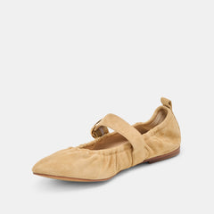 Caely Honey Suede Ballet Flats | Women Dolce Vita
