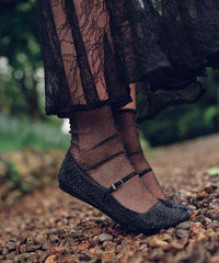 REYES CRYSTAL BALLET FLATS BLACK METALLIC CRYSTAL | Dolce Vita Women