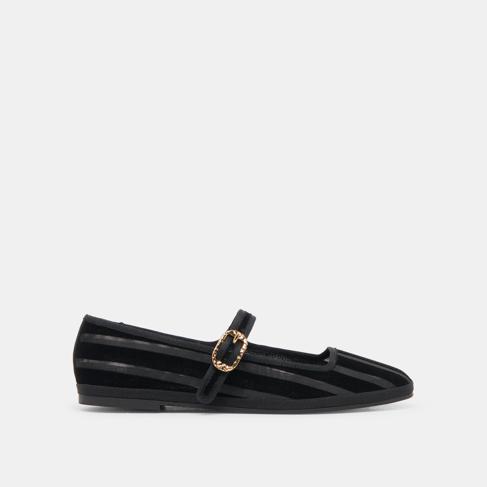 TAMEKA BALLET FLATS BLACK STRIPE MESH | Women Dolce Vita