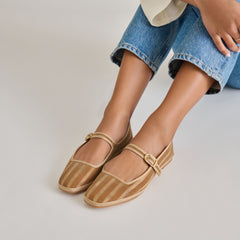 TAMEKA BALLET FLATS TAN STRIPE MESH | Dolce Vita Women