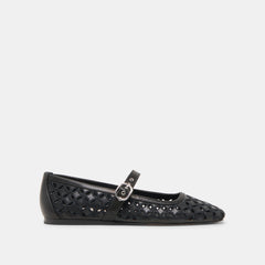RODNI EYELET PERF BALLET FLATS BLACK LEATHER | Women Dolce Vita