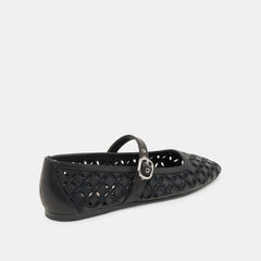RODNI EYELET PERF BALLET FLATS BLACK LEATHER | Women Dolce Vita
