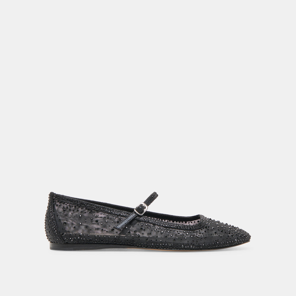 REYES CRYSTAL BALLET FLATS BLACK MESH | Women Dolce Vita