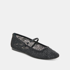 REYES CRYSTAL BALLET FLATS BLACK MESH | Women Dolce Vita