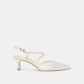 Kamra Pearl True White Satin Mid Heels | Dolce Vita Women