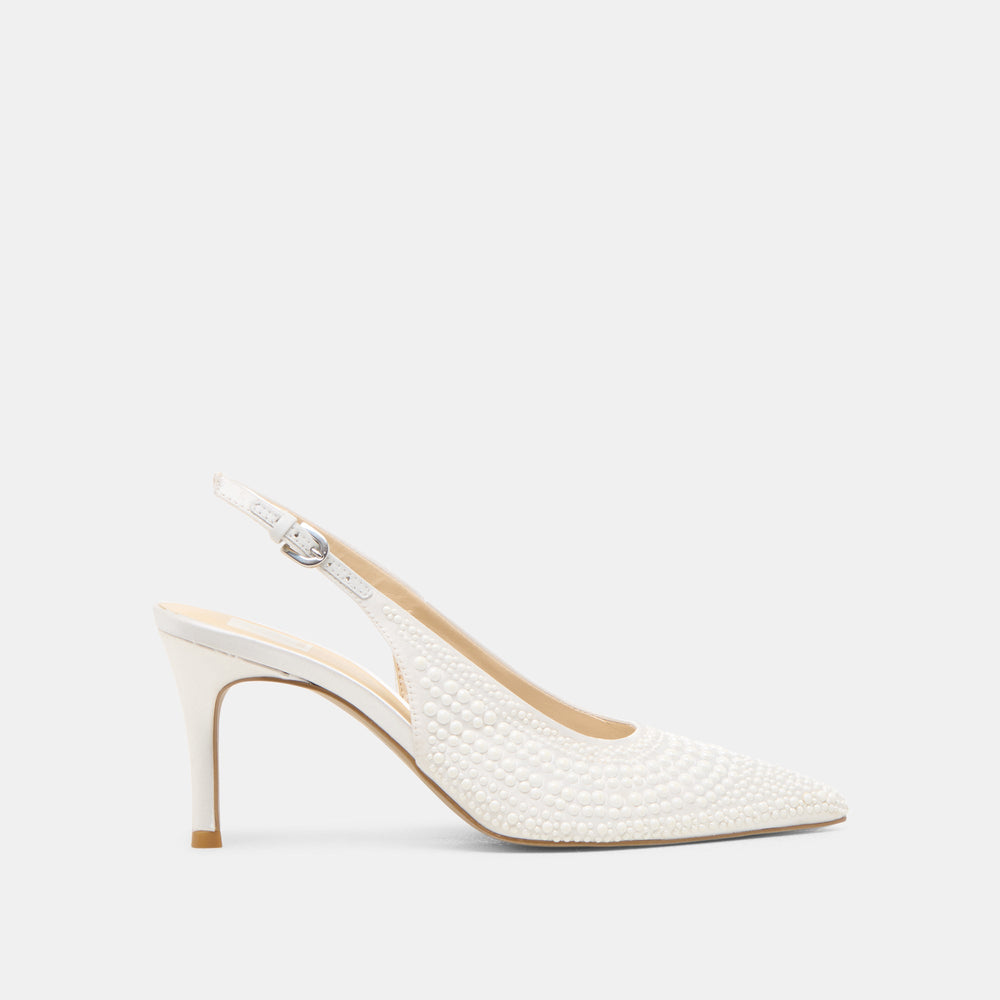 Elasi Pearl Off White Satin Heels | Dolce Vita Women