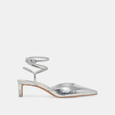 LOKLYN STUD HEELS SILVER CRINKLE PATENT | Dolce Vita Women