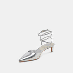 LOKLYN STUD HEELS SILVER CRINKLE PATENT | Dolce Vita Women