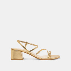 Trini Gold Leather Heels | Women Dolce Vita