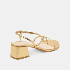 Trini Gold Leather Heels | Women Dolce Vita