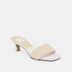 Rexa Pearl Off White Satin Heels | Women Dolce Vita