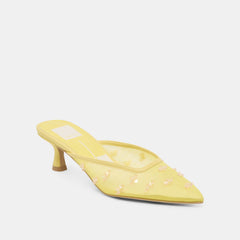 CLARA WIDE HEELS LEMON MESH | Women Dolce Vita