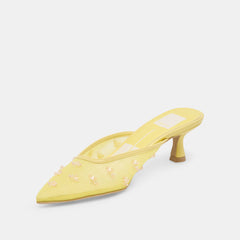 CLARA WIDE HEELS LEMON MESH | Women Dolce Vita
