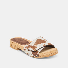 Sandy Cocoa Taurus Calf Hair Sandals | Women Dolce Vita