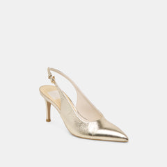 ELASI HEELS LIGHT GOLD CRINKLE PATENT | Women Dolce Vita