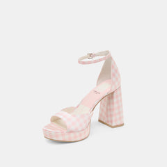 Pandro X Byrdie Golf Pink Plaid Gingham Wide Heels | Dolce Vita Women